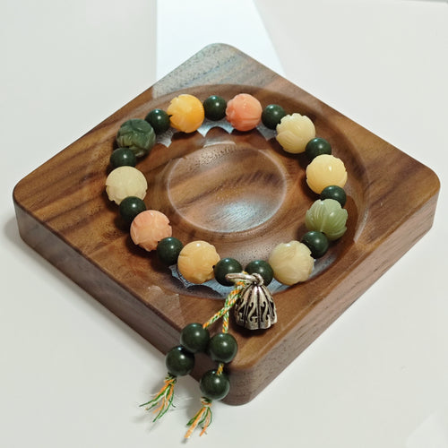 FivesSential Lotus-Ascent Wood Element Bracelet – 8mm Heal- Precious  Beads, 12mm Bodhi Lotus
