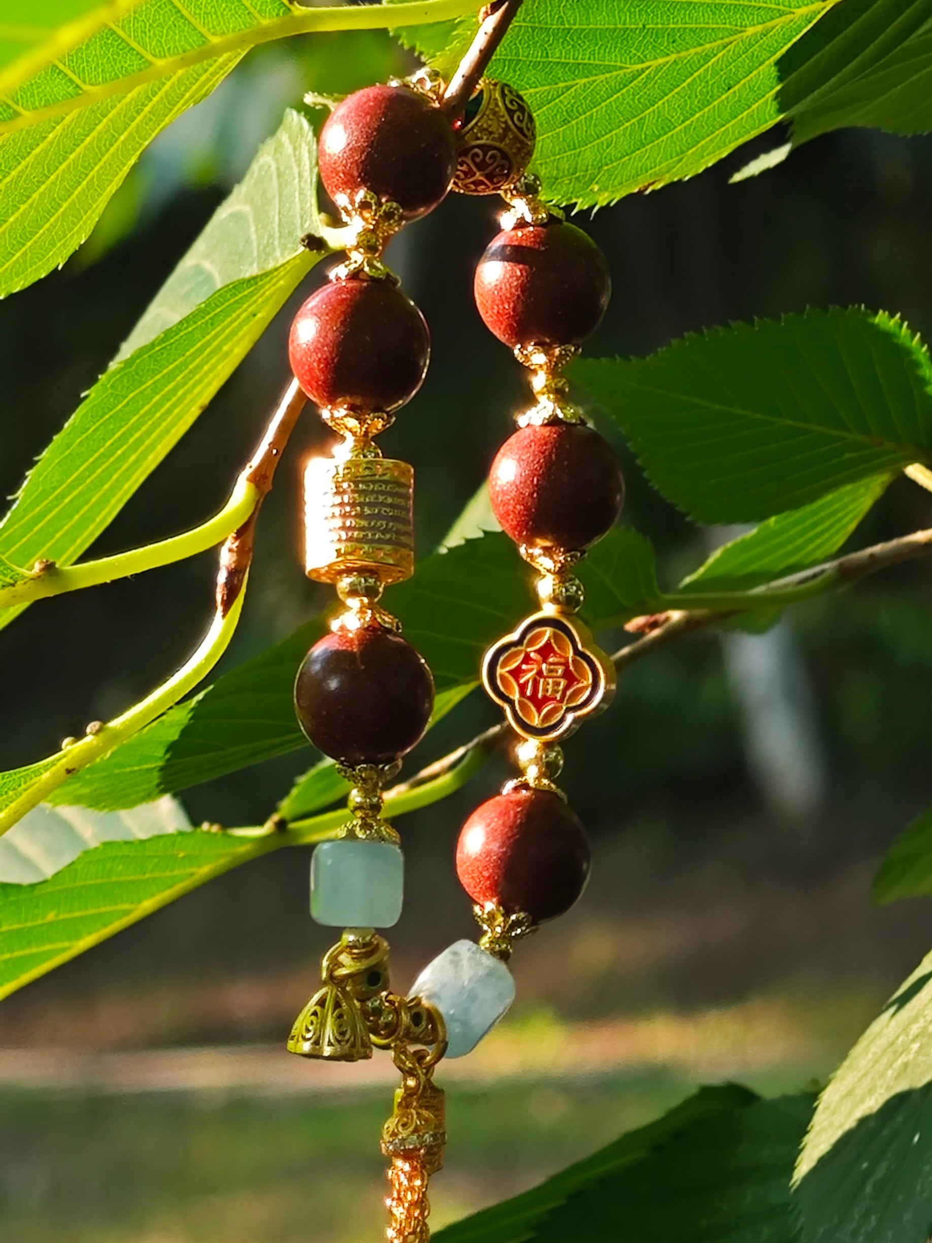 FivesSential Blossom Charm  – 12mm Red Scented Beads Bracelet