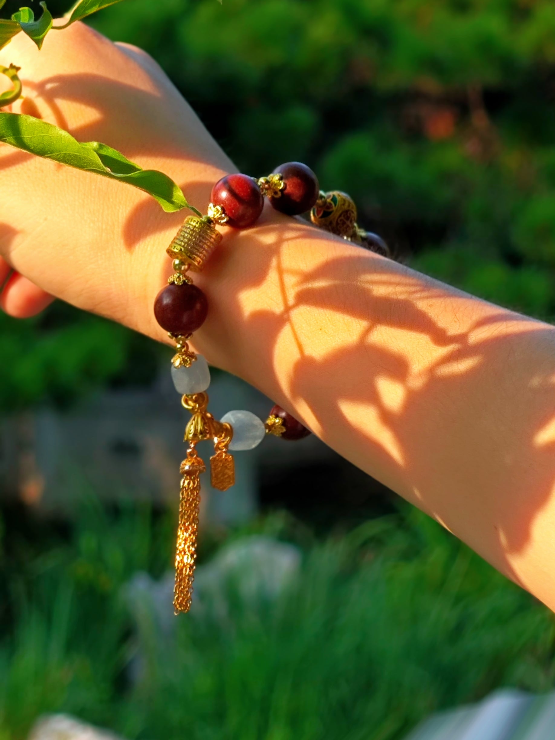 FivesSential Blossom Charm  – 12mm Red Scented Beads Bracelet