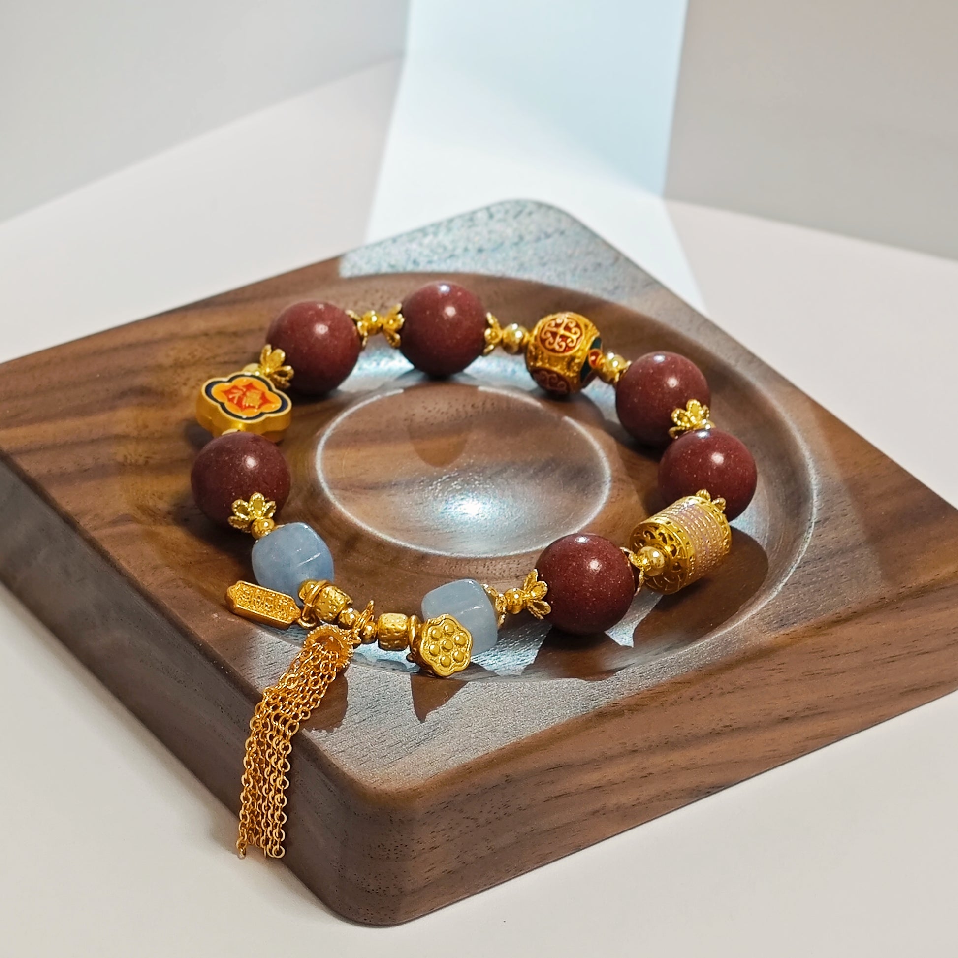 FivesSential Blossom Charm  – 12mm Red Scented Beads Bracelet