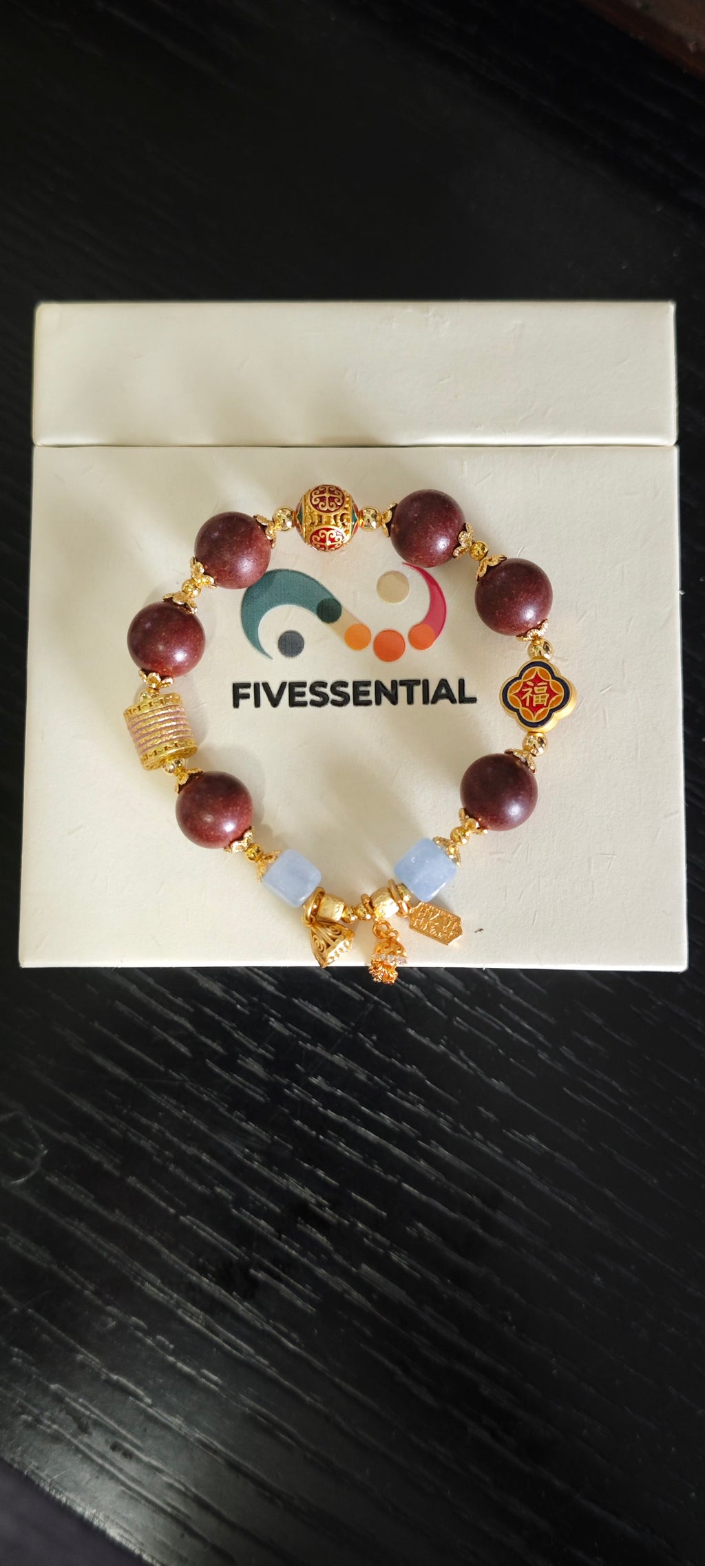 FivesSential Blossom Charm  – 12mm Red Scented Beads Bracelet