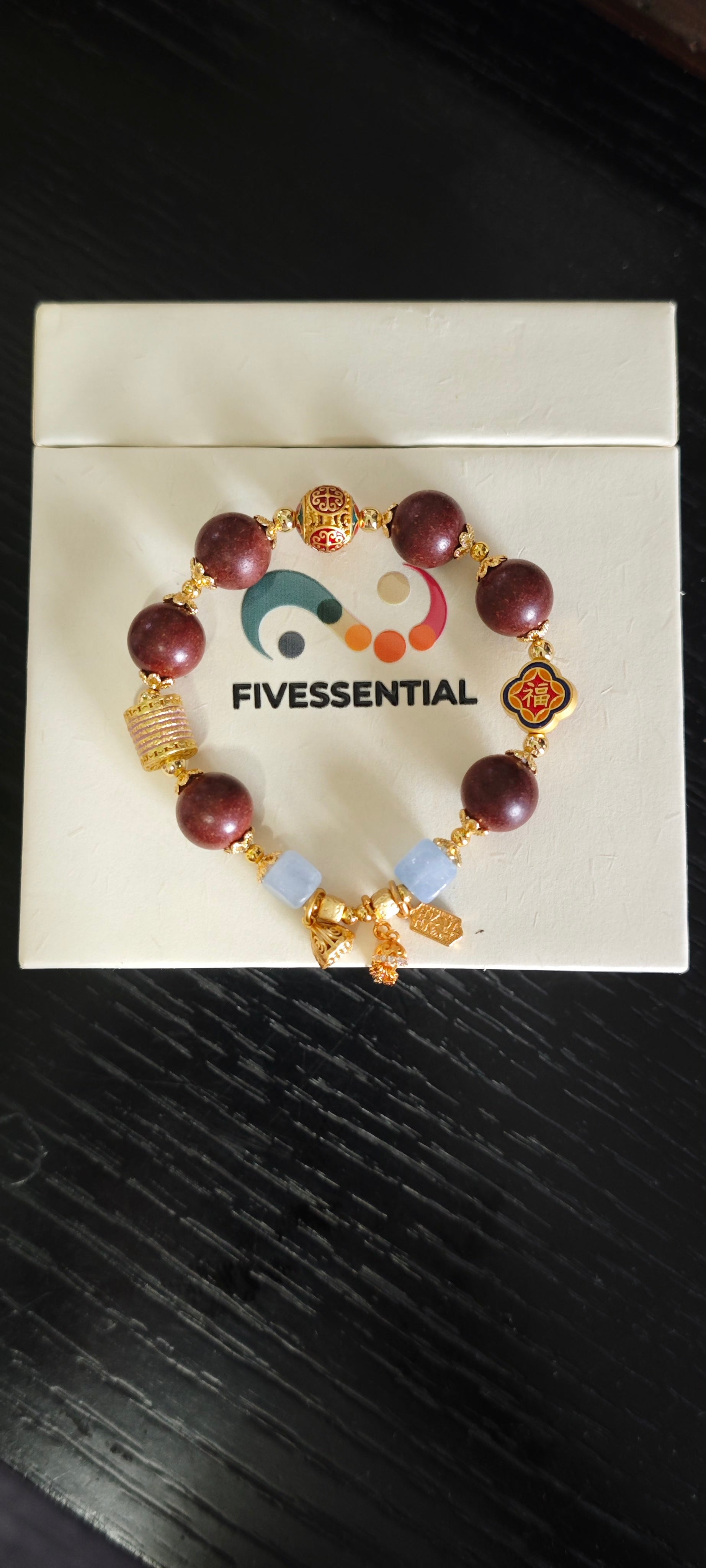 FivesSential Blossom Charm  – 12mm Red Scented Beads Bracelet