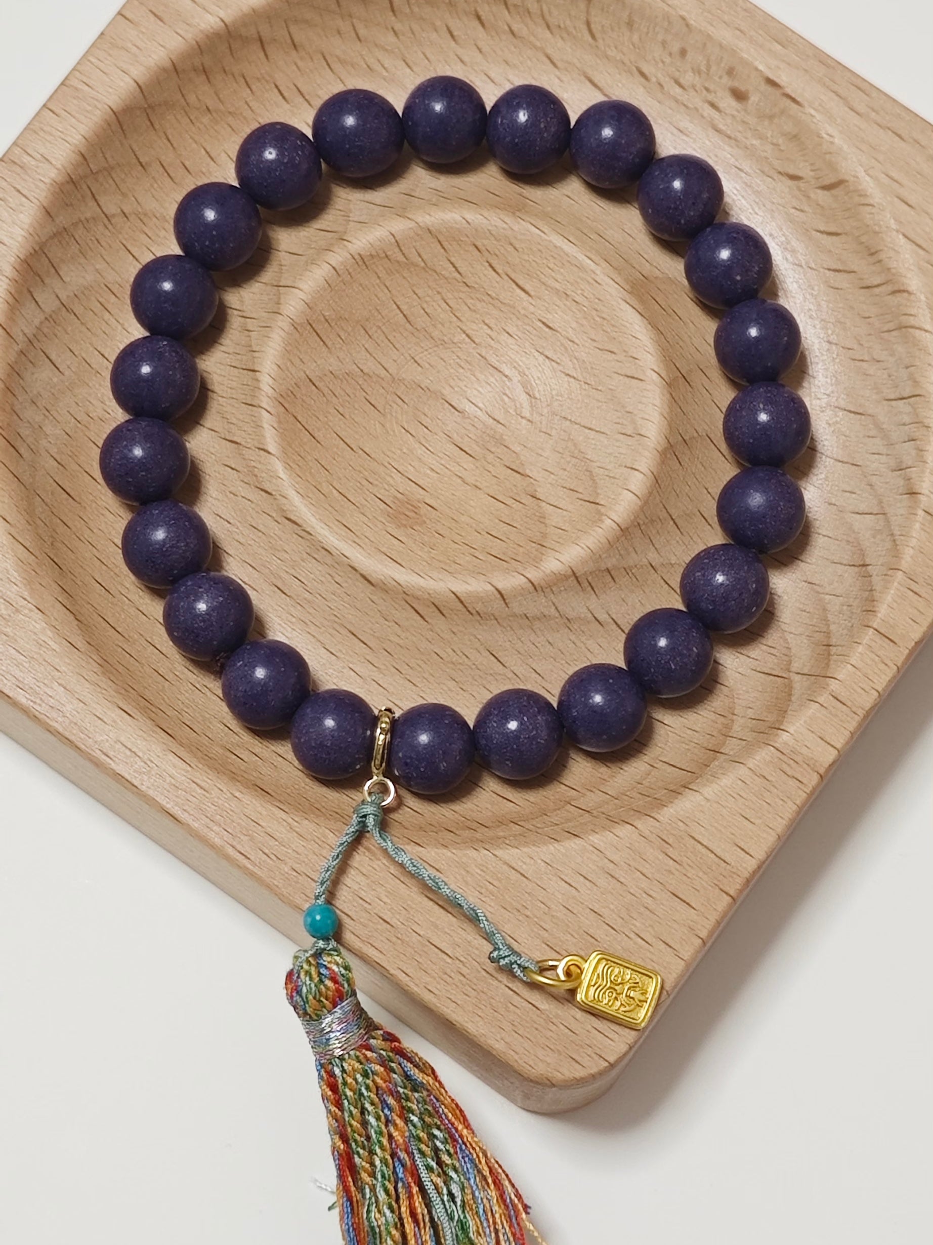 FivesSential Royal Aura Strand – 23-Piece Violet Scented Beads Bracelet with Sandalwood & Frankincense