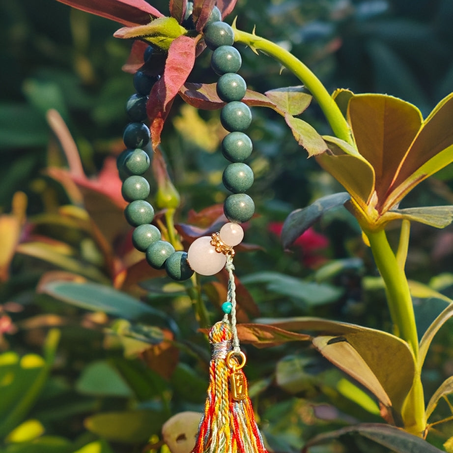 FivesSential Wood Element Precious Aromatics Growth Bracelet Charm- Handmade 8mm Sandalwood & Artemisia Beads