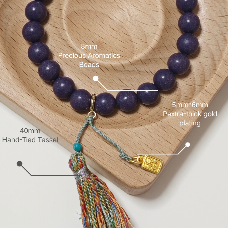 FivesSential Royal Aura Strand – 23-Piece Violet Scented Beads Bracelet with Sandalwood & Frankincense