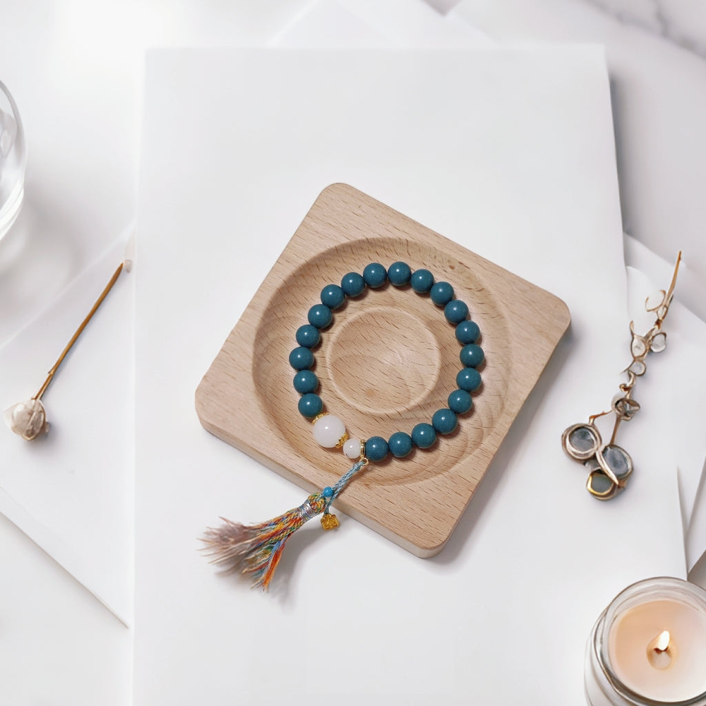 FivesSential Wood Element Precious Aromatics Growth Bracelet Charm- Handmade 8mm Sandalwood & Artemisia Beads